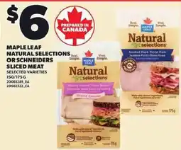 Loblaws Maple Leaf natural selections sliced meat offer
