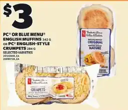 Loblaws PC or blue menu english muffins or pc english-style crumpets offer