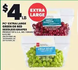 Loblaws PC extra large green or red seedless grapes offer