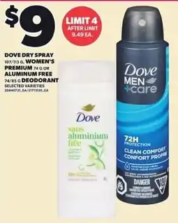 Loblaws Dove women's premium deodorant offer