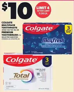Loblaws Colgate multipack toothpaste or toothbrush offer