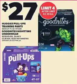 Loblaws Huggies pull-ups training pants or goodnites nighttime underwear offer