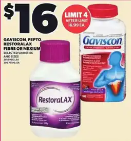 Loblaws Gaviscon Pepto RestoraLax Fibre or Nexium offer