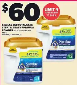 Loblaws Similac 360 total care step 1 & 2 baby formula powder selected varieties offer