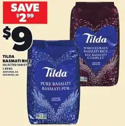 Loblaws Tilda basmati rice selected varieties offer