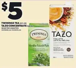 Loblaws Twinings tea 20's or tazo concentrate offer