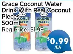 Blue Sky Supermarket Grace coconut water drink with real coconut pieces offer