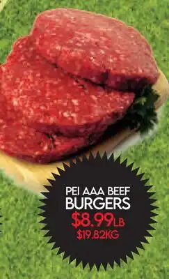 Fiesta Farms PEI AAA BEEF BURGERS offer