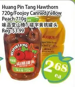 Food Depot Supermarket Huang Pin Tang Hawthorn 720g/Foojoy Canned Yellow Peach 710g offer