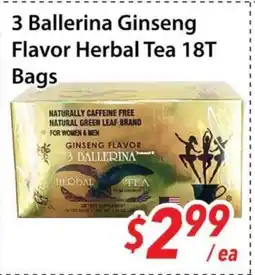 Bestco Food Mart 3 Ballerina Ginseng Flavor Herbal Tea 18T Bags offer
