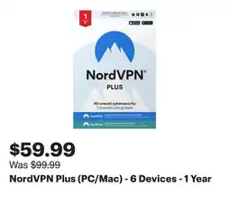 Best Buy NordVPN Plus (PC/Mac) - 6 Devices - 1 Year offer