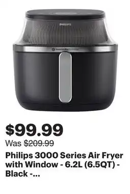 Best Buy Philips 3000 Series Air Fryer with Window - 6.2L (6.5QT) - Black - Only at Best Buy offer