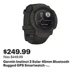 Best Buy Garmin Instinct 2 Solar 45mm Bluetooth Rugged GPS Smartwatch - Graphite offer