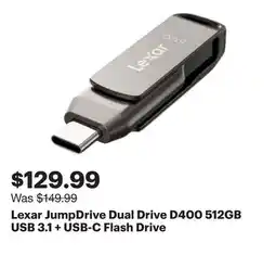 Best Buy Lexar JumpDrive Dual Drive D400 512GB USB 3.1 + USB-C Flash Drive offer