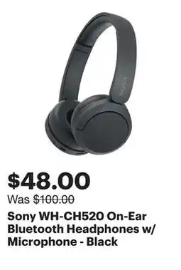 Best Buy Sony WH-CH520 On-Ear Bluetooth Headphones w/ Microphone - Black offer