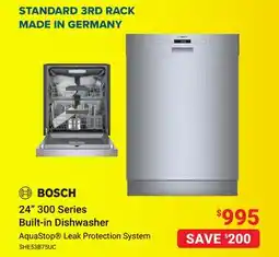 Visions Electronics Bosch 24 300 Series Built-in Dishwasher offer