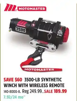 Canadian Tire MOTOMASTER 3500-LB SYNTHETIC WINCH WITH WIRELESS REMOTE offer