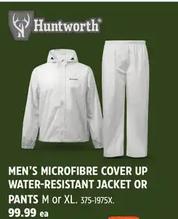 Canadian Tire MEN'S MICROFIBRE COVER UP WATER-RESISTANT JACKET OR PANTS offer