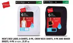Canadian Tire MEN'S RED LABEL A-SHIRTS, 6-PK, CREW NECK SHIRTS, 4-PK AND BOXER BRIEFS, 4-PK offer