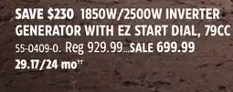 Canadian Tire 1850W/2500W INVERTER GENERATOR WITH EZ START DIAL, 79CC offer
