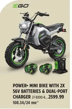Canadian Tire POWER+ MINI BIKE WITH 2X 56V BATTERIES & DUAL-PORT CHARGER offer