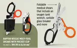Canadian Tire RAPTOR RESCUE MULTI-TOOL SHEARS WITH POCKET CLIP offer