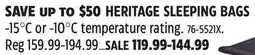 Canadian Tire SAVE UP TO $50 HERITAGE SLEEPING BAGS offer