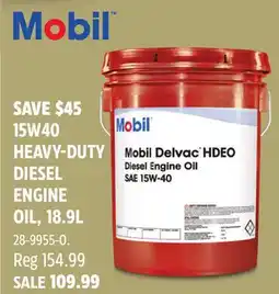 Canadian Tire MOBIL 15W40 HEAVY-DUTY DIESEL ENGINE OIL offer