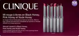 Jean Coutu CLINIQUE Almost Lipstick in Black Honey, Pink Honey and Nude Honey offer