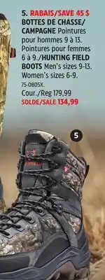 Canadian Tire HUNTING FIELD BOOTSMen's sizes 9-13. Women's sizes 6-9 offer