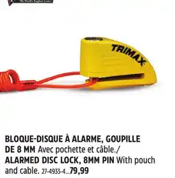 Canadian Tire TRIMAX ALARMED DISC LOCK, 8MM PIN offer