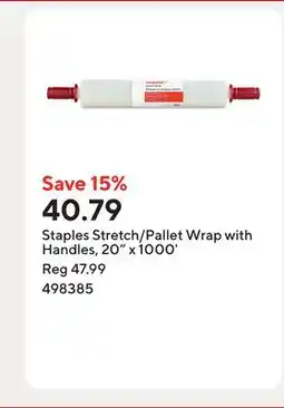 Staples Staples Stretch/Pallet Wrap with Handles, 20 x 1000' offer