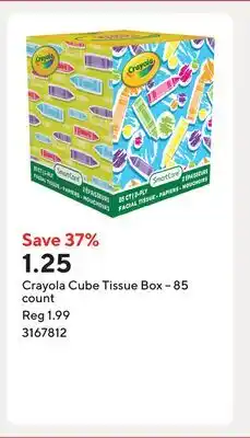 Staples Crayola Cube Tissue Box β 85 count offer