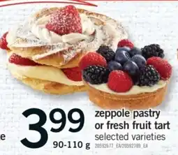 Fortinos zeppole pastry or fresh fruit tart offer