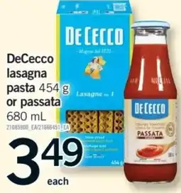 Fortinos DeCecco lasagna pasta or passata offer