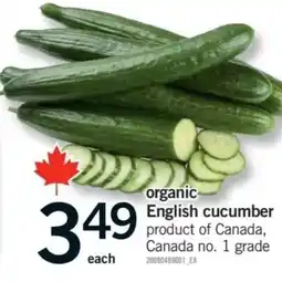Fortinos organic english cucumber offer