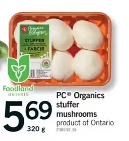 Fortinos PC Organics stuffer mushrooms offer