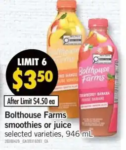 Fortinos Bolthouse Farms smoothies or juice offer