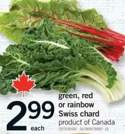 Fortinos Swiss chard offer