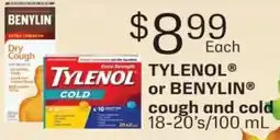 Fortinos Tylenol or Benylin cough and cold offer