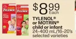 Fortinos Tylenol or Motrin child or infant offer