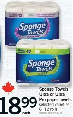 Fortinos Sponge Towels Ultra or Ultra Pro paper towels offer