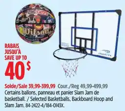 Canadian Tire Selected Basketballs, Backboard Hoop and Slam Jam offer