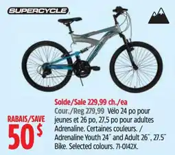 Canadian Tire Supercycle Adrenaline Youth 24" and Adult 26", 27.5" Bike offer