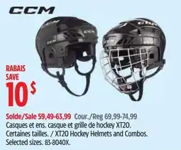 Canadian Tire Ccm xt20 hockey helmets and combos offer