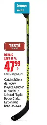 Canadian Tire Sherwood hockey sticks offer