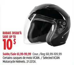 Canadian Tire Vcan motorcycle helmets offer