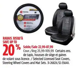 Canadian Tire Toyota steering wheel covers and seat covers offer