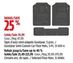 Canadian Tire Goodyear semi-custom car floor mats offer