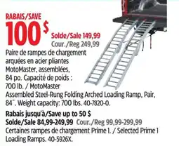 Canadian Tire MotoMaster assembled steel-rung folding arched loading ramp pair offer